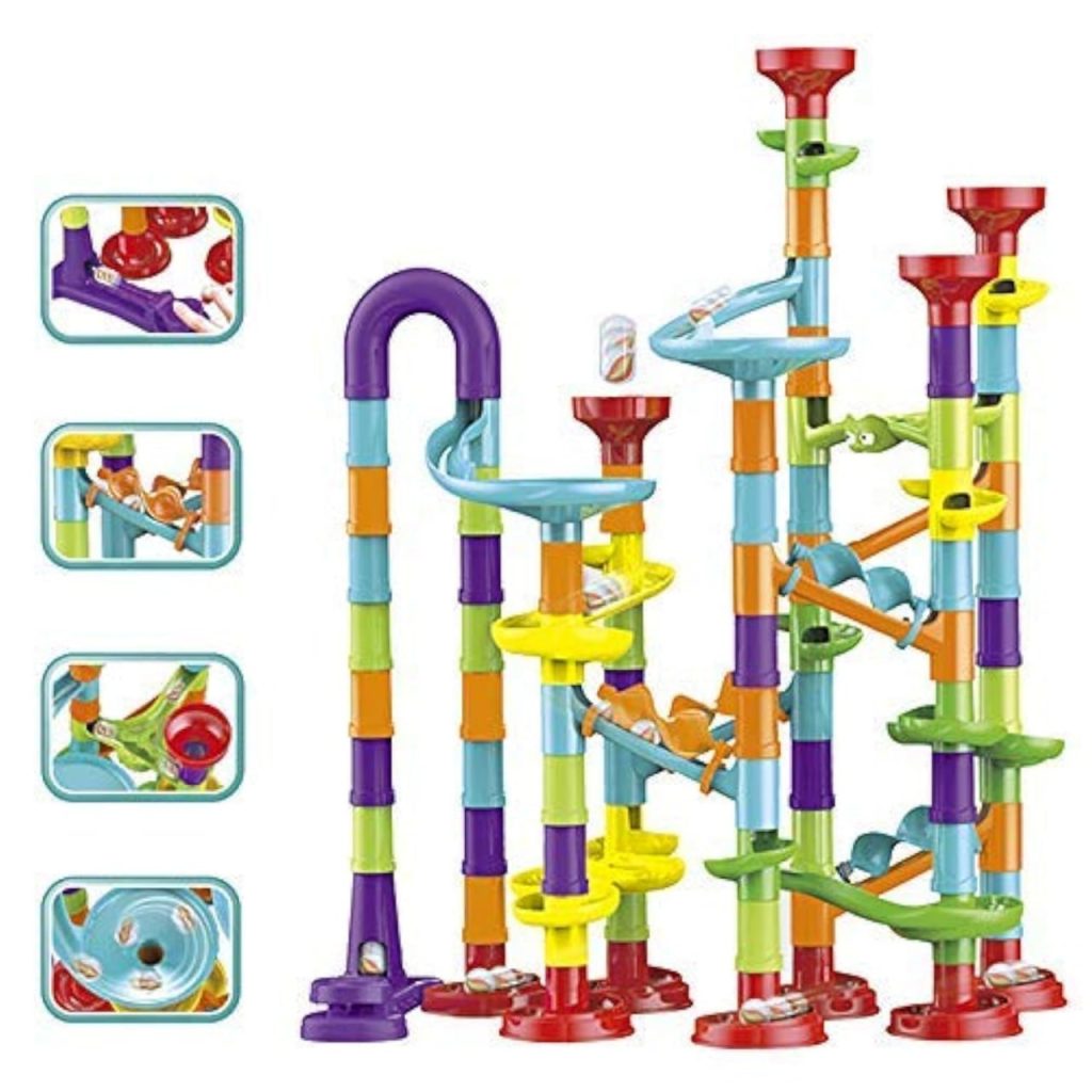 Chocozone Marble Run Track 108 Piece Marble Maze Building Sets Challenge Levels for STEM Learning